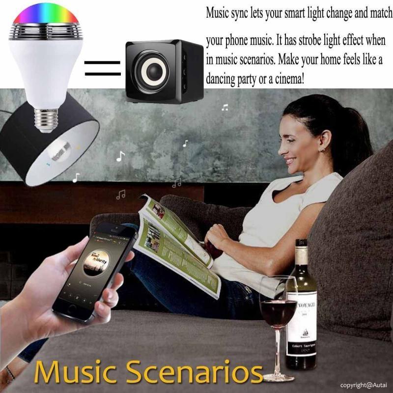 مكبر صوت لاسلكي ذكي مزود بمصباح LED ملون وبلوتوث