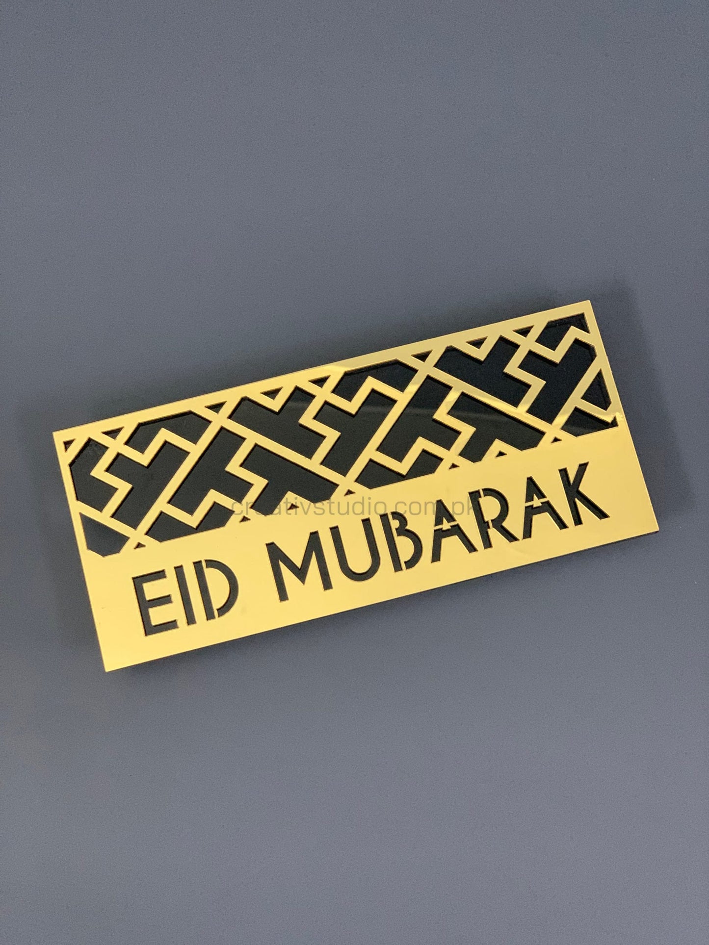 Golden Mirror Acrylic Eidi Envelope With Eid Mubarak Phrase Β©