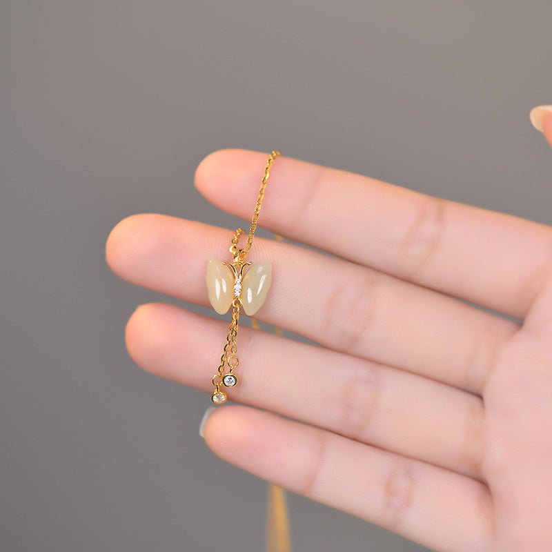 Butterfly Tassel Necklace Female S925 Sterling Silver New Chinese Style High Sense