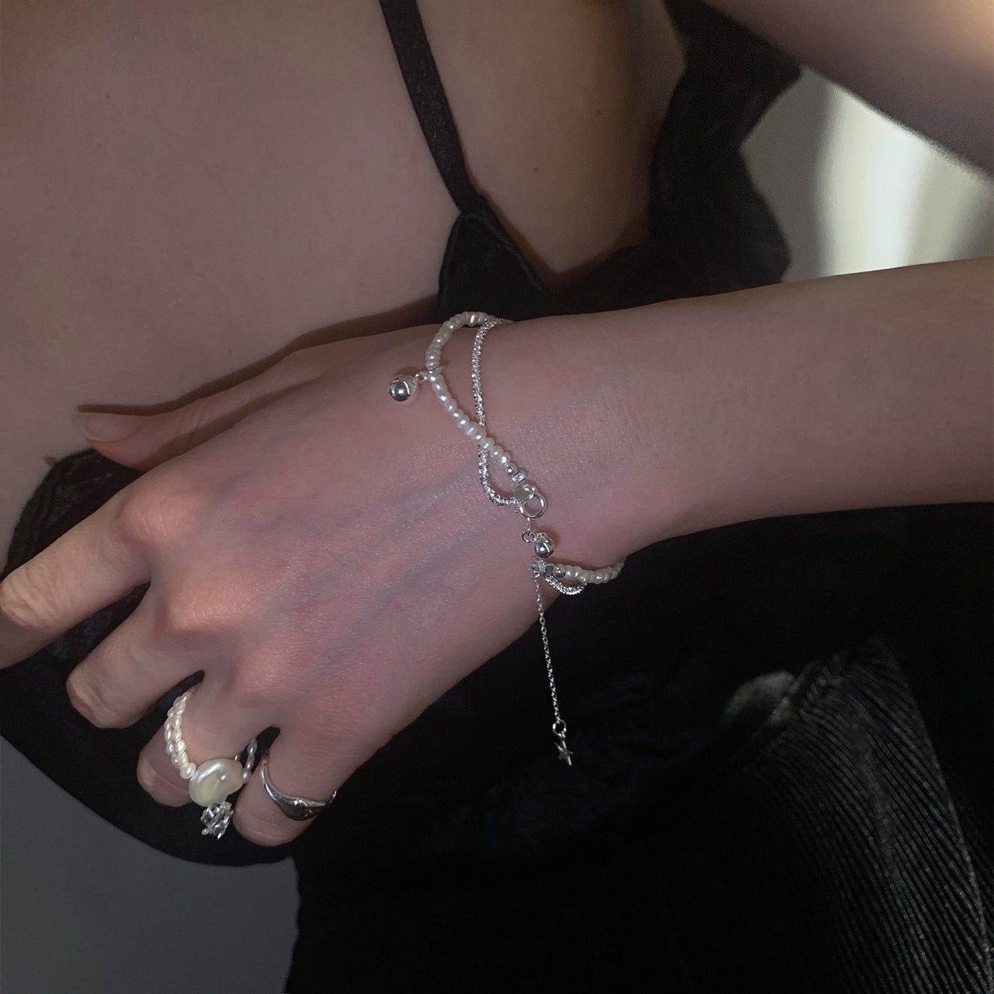 Double-layer Starry Pearl Bracelet For Girls