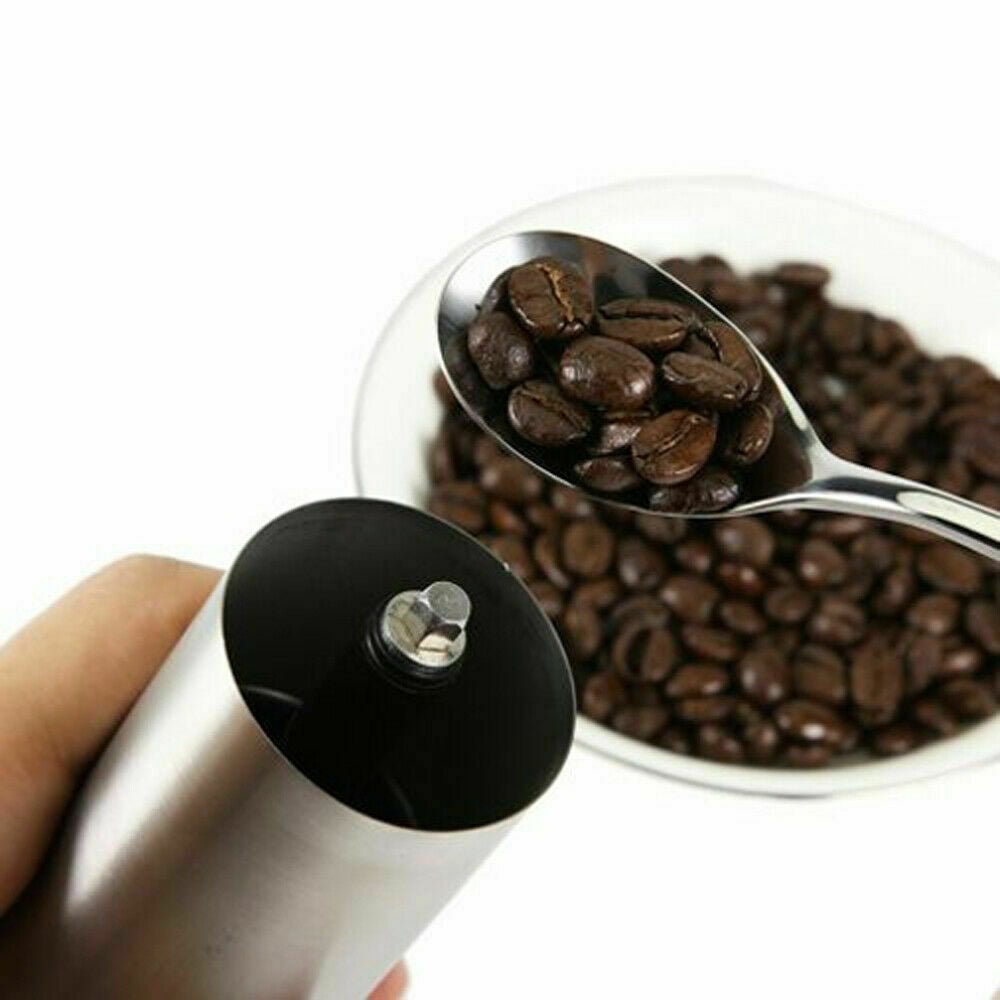 مطحنة قهوة يدوية محمولة منزلية من الفولاذ المقاوم للصدأ مع مطحنة حبوب من السيراميك