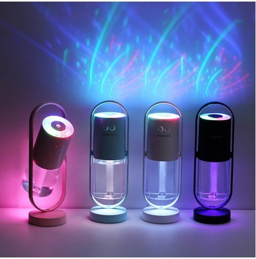 مرطب هواء ماجيك شادو USB للمنزل مع أضواء ليلية إسقاطية وصانع ضباب بالموجات فوق الصوتية للسيارة وتنقية هواء صغيرة للمكتب