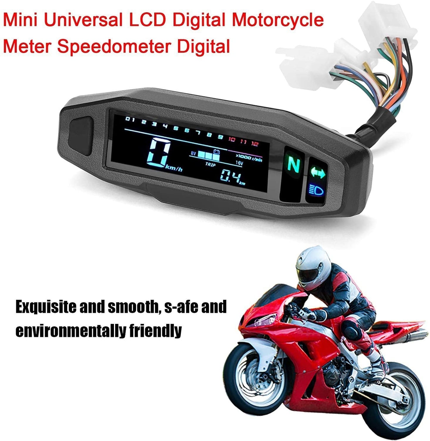 عداد سرعة دراجة نارية صغير عالي الدقة، مقياس سرعة الزيت، شاشة LCD قابلة للتعديل