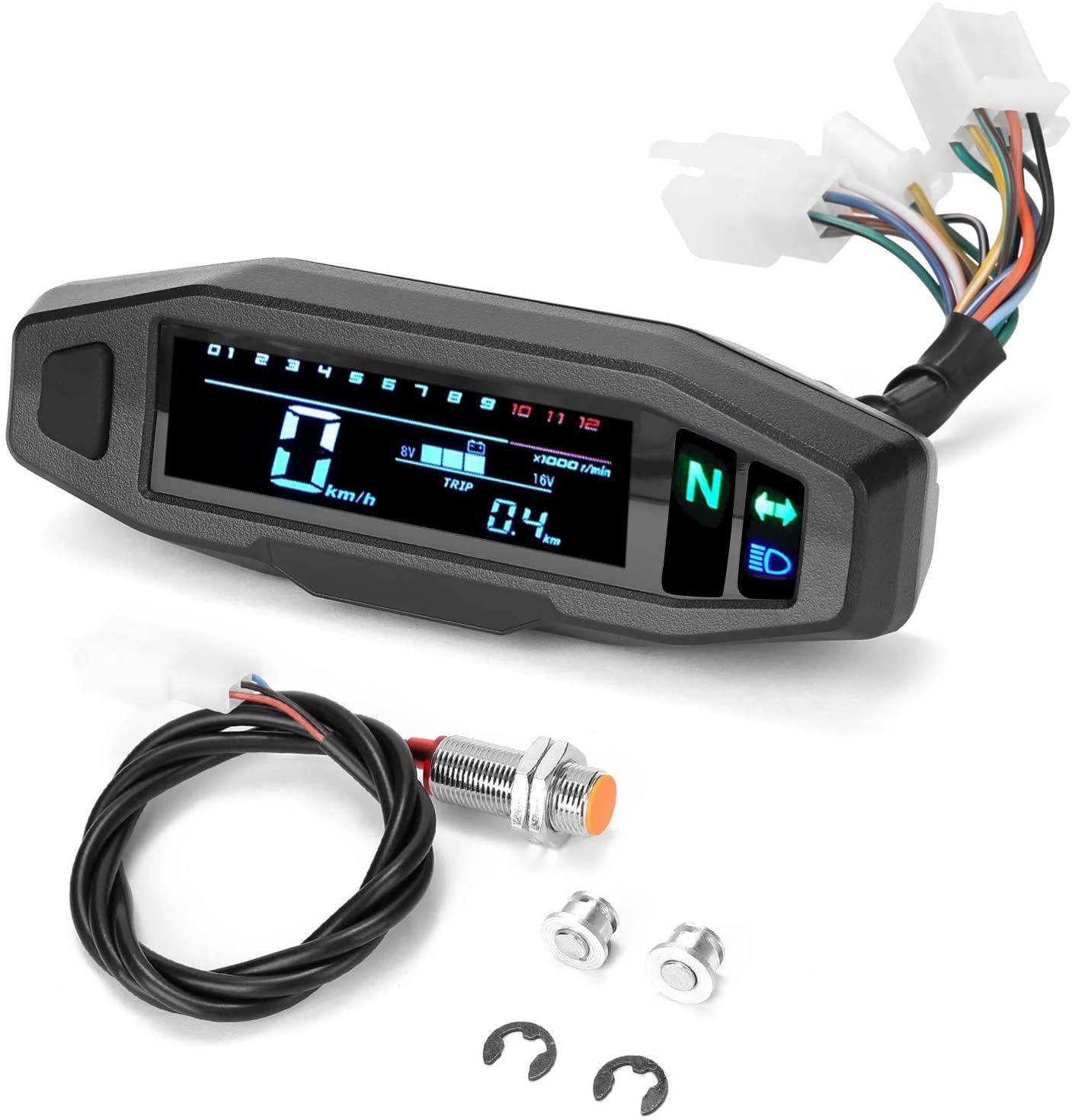 عداد سرعة دراجة نارية صغير عالي الدقة، مقياس سرعة الزيت، شاشة LCD قابلة للتعديل