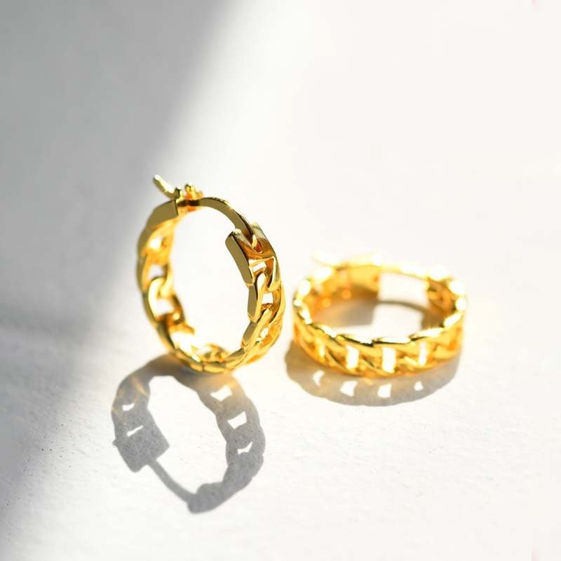 S925 Sterling Silver Chain Ear Ring Women's Hollow Design Earrings