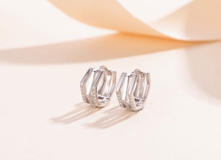 S999 Silver Fashion Simple Geometric Three-Ring Ear Clip