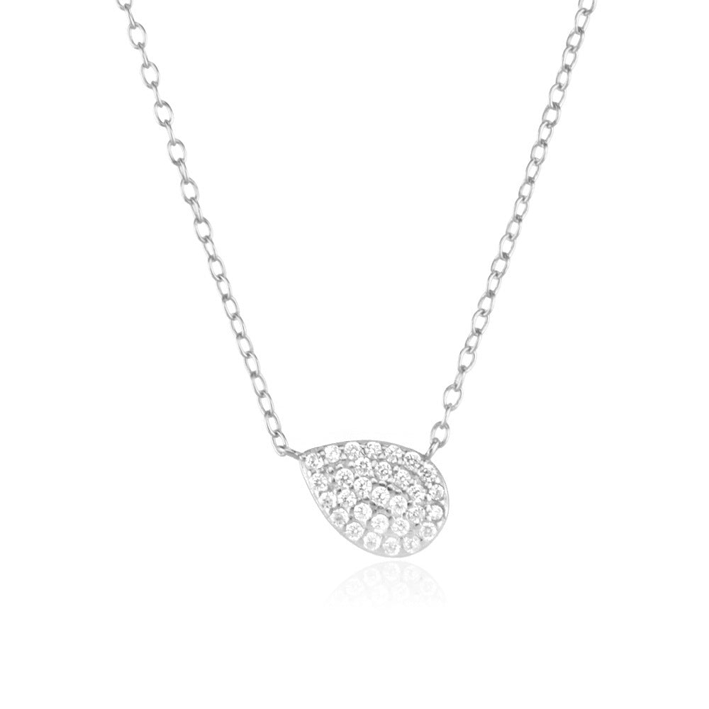 Sterling Silver Square Stone Full-shop Pendant Necklace