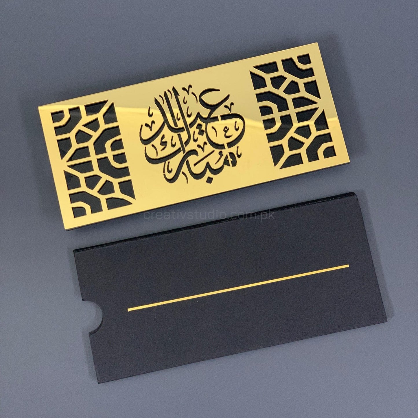 Golden Mirror Acrylic Eidi Envelope – Elevate Your Gift-Giving Experience ©