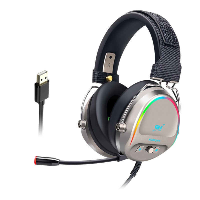 سماعة رأس USB للألعاب سماعة رأس سلكية للألعاب مضيئة RGB مزودة بميكروفون