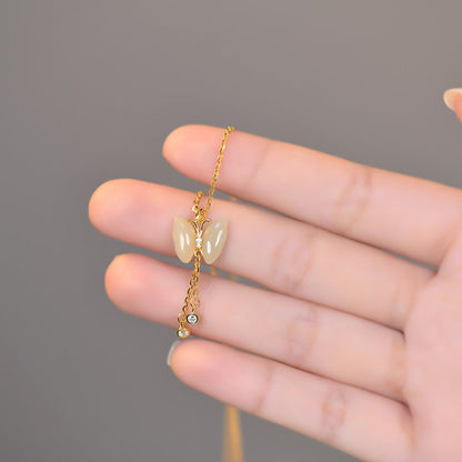 Butterfly Tassel Necklace Female S925 Sterling Silver New Chinese Style High Sense