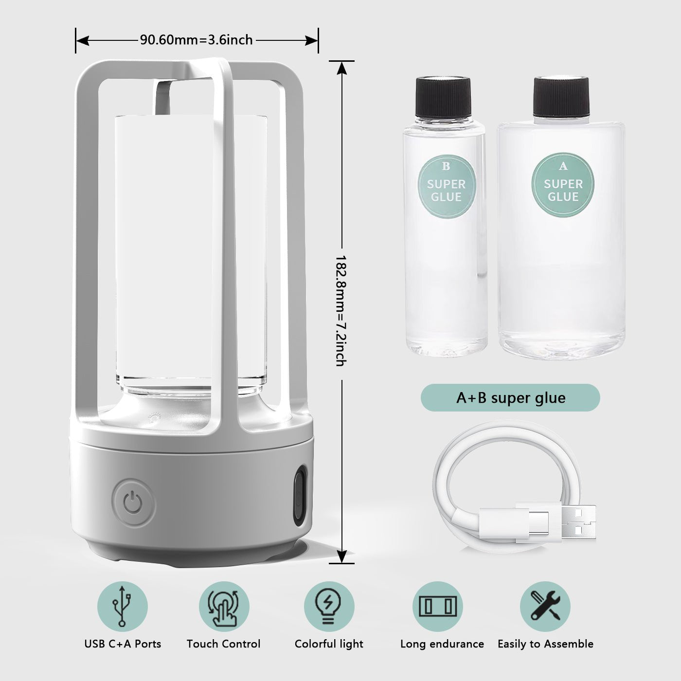 بدون ملحقات 2 في 1 DIY Audio Crystal Light ومكبر صوت متوافق مع البلوتوث هدية ضوء ليلي من الراتنج يعمل باللمس