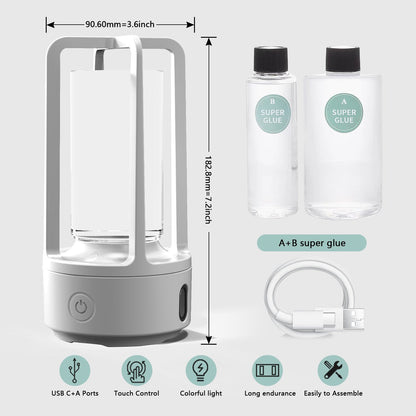 بدون ملحقات 2 في 1 DIY Audio Crystal Light ومكبر صوت متوافق مع البلوتوث هدية ضوء ليلي من الراتنج يعمل باللمس