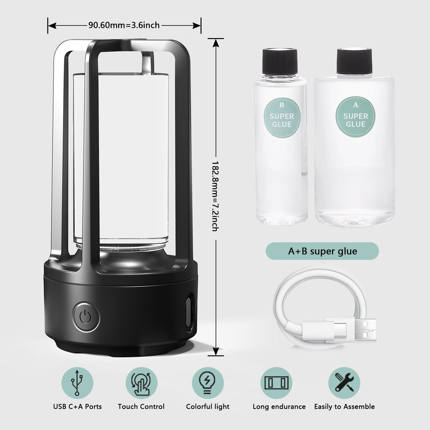 بدون ملحقات 2 في 1 DIY Audio Crystal Light ومكبر صوت متوافق مع البلوتوث هدية ضوء ليلي من الراتنج يعمل باللمس