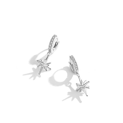 Rhinestone Stereo Eight Awn Star Ear Clip Simple Zircon Planet Short Earrings