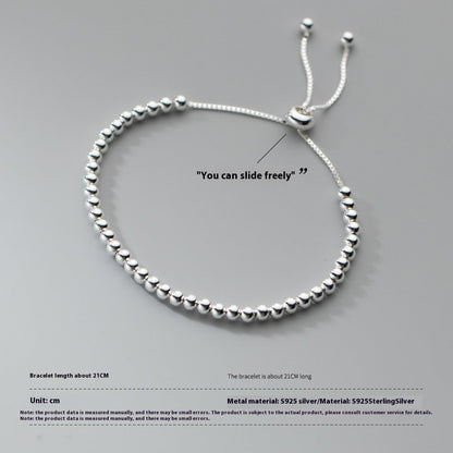 S925 Sterling Silver Light Bead Adjustable Bracelet