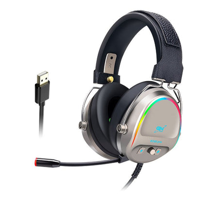 سماعة رأس USB للألعاب سماعة رأس سلكية للألعاب مضيئة RGB مزودة بميكروفون